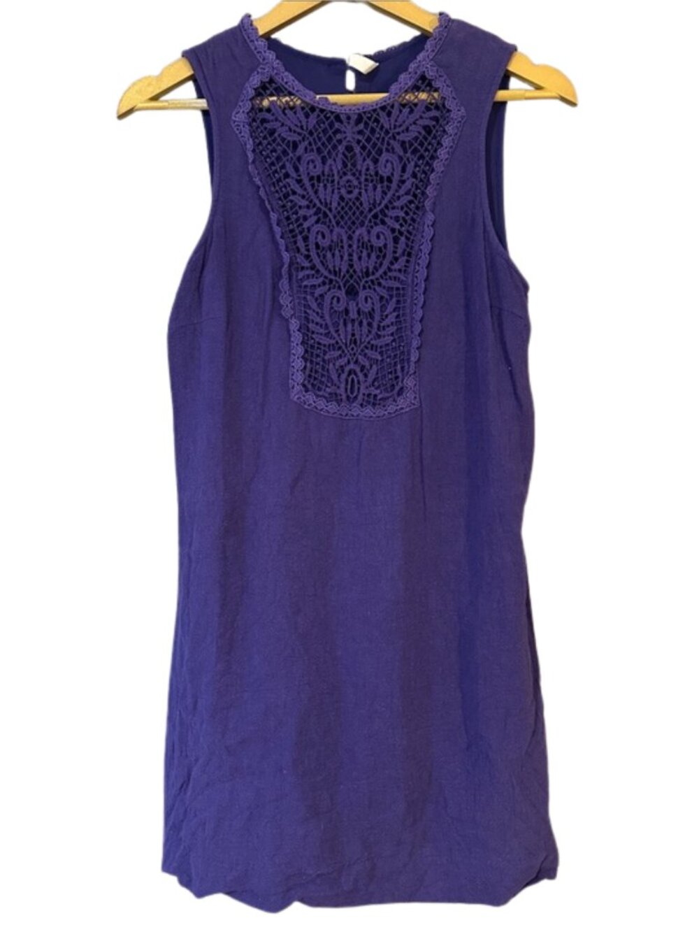 Free People Mirabelle Purple Sleeveless Mini Dress Size Small Crochet Lace Shift